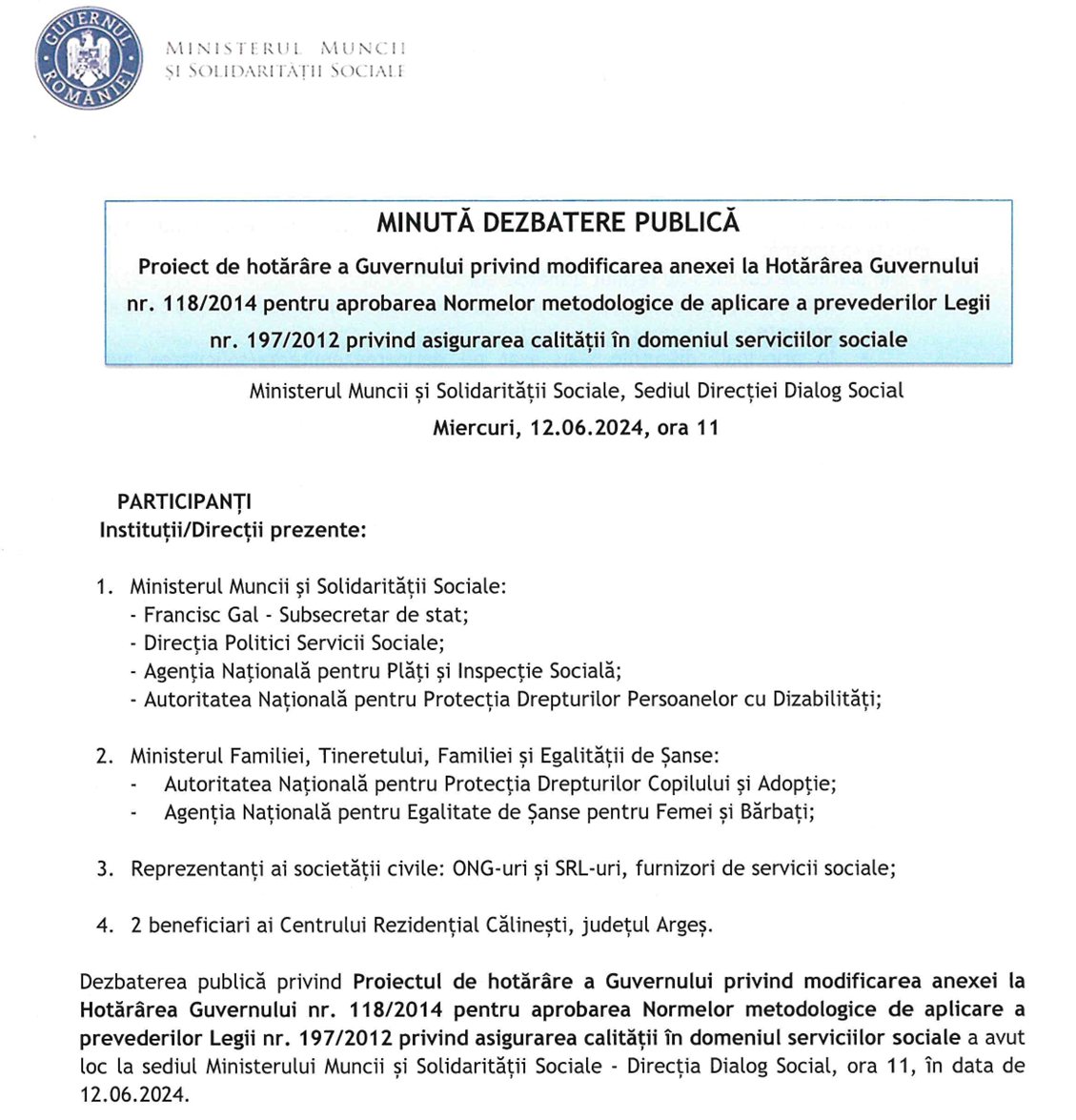 Actualizare Importantă: Minuta Dezbaterii Publice Disponibilă pe Site-ul Ministerului Muncii
